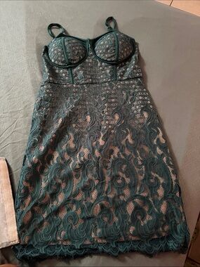 Material Girl Teal Satin-Lined Bustier Top